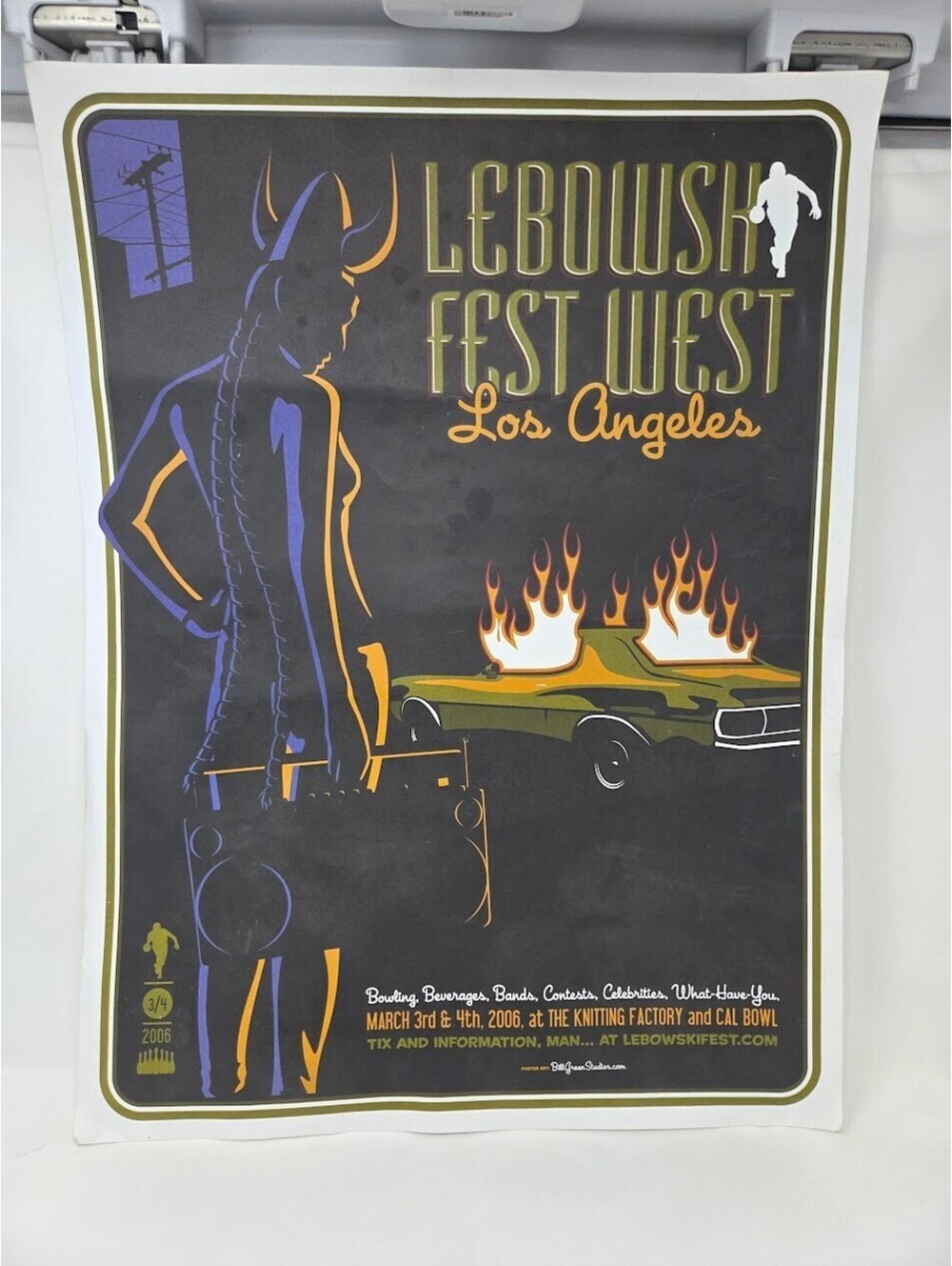 Lebowski Fest West Los Angeles Poster 2006 Design Flames Boombox Graphic